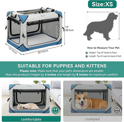 YITAHOME Collapsible Dog Crate, 4-Door Portable Travel Dog Crate with Durable Mesh Windows, Foldable Soft Dog Crate Kennel for Indoor & Outdoor(20" L x 13" W x 15" H)