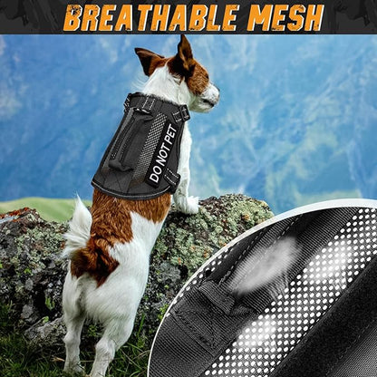 Tactical Dog Harness for XSmall Dogs, Breathable Mesh Dog Vest Tactical Puppy Harness with Handle, Reflective Military Dog Vests Harness for Outdoor Training Walking