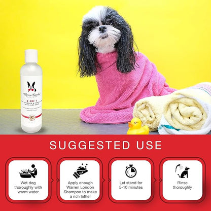 Warren London 2in1 Puppy Shampoo & Conditioner – Tearless Pet Shampoo for Puppies & Cats – Made in USA - 8oz
