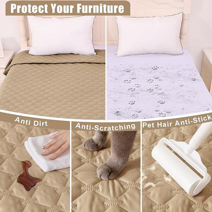 Smiry Waterproof Dog Blanket, Soft Dog Bed Cover Pet Blanket, Reversible Couch Cover for Dogs Washable, Pet Couch Covers for Sofa Furniture Protector for Puppy Cat (82x120 Inch, Camel/Beige)