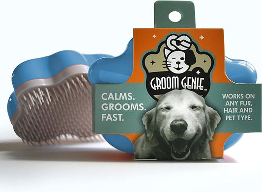 Small 4" Dog Pet Hair Massaging Brush Grooming Tool for Cats Dogs Long or Short Hair Royal Relief Blue