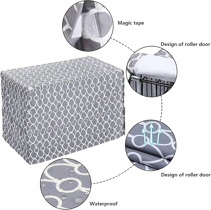 Dog Crate Cover for Wire Crates, Fits Most 48" inch Dog Crates. Easy to Put On, Take Off, and Adjust - Cover only-Gray -48 Inch