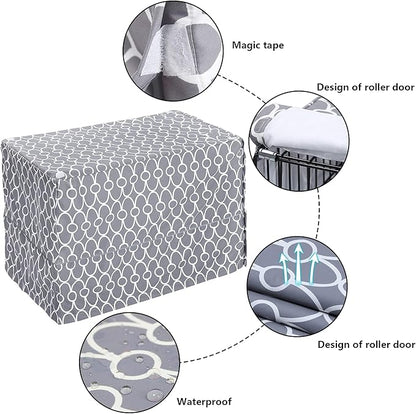 Dog Crate Cover for Wire Crates, Fits Most 48" inch Dog Crates. Easy to Put On, Take Off, and Adjust - Cover only-Gray -48 Inch