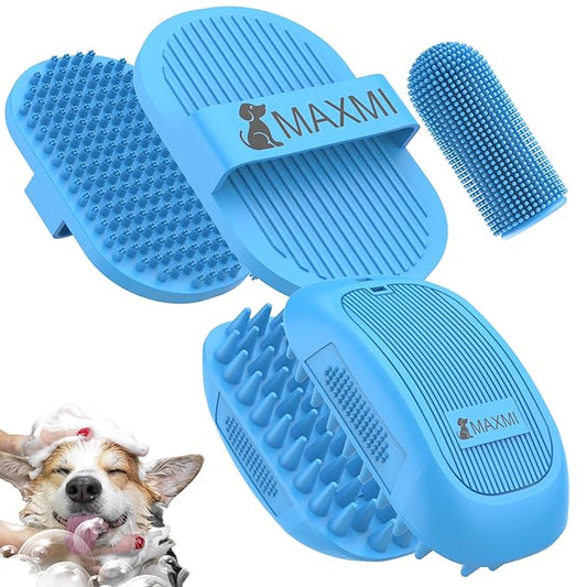 Dog Bath Brush | Dog Scrubber for Bath | Dog Washing Brush | Dog shampoo brush with adjustable handle, Suitable for Pets Deshedding, Washing, Massaging & Grooming | Pack of two.