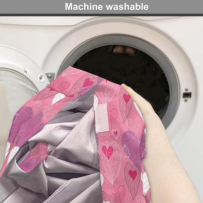 Lunarable Love Dog Crate Cover, Natural Theme Abstract Hearts Pattern Leaves Romantic Nature Art, Easy to Use Pet Kennel Cover for Medium Large Dogs, 36 Inch, Pink Purple