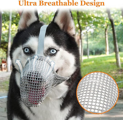 Crazy Felix Dog Muzzle, Soft Mesh Muzzle for Small Medium Large Dogs Labrador German Shepherd, Breathable Adjustable Muzzles for Biting, Chewing, and Scavenging, Allows Panting and Drinking(Grey,S)