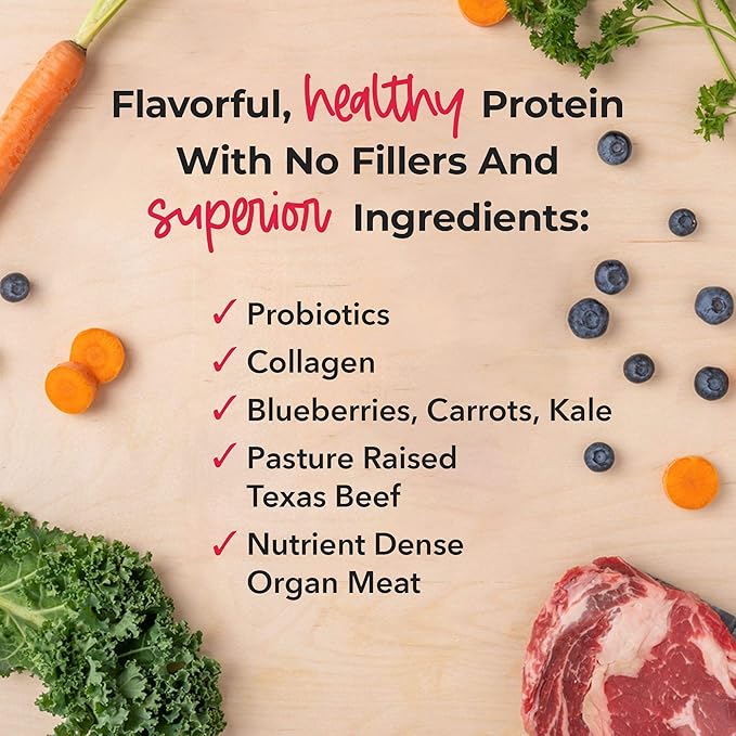iHeartDogs Dog Food Topper - Freeze-Dried Raw Dog Food Seasoning - Grain Free Superfood Meal Mixer (Beef, 3 Ounce)