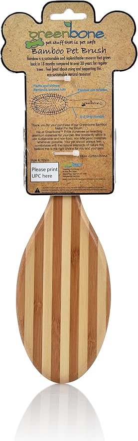 Pet Spa Metal Pin Brush - All-Natural Bamboo Pet Grooming Brush - Entirely Made from Sustainable Bamboo for Dogs & Cats