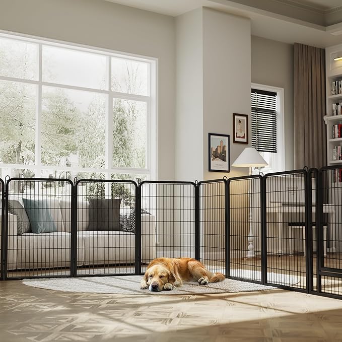 Yaheetech Dog Playpen Outdoor, 40 inch 8 Panels Dog Pen Indoor Heavy Duty Puppy Exercise Pen Metal Pet Fence for RV Camping/Yard/Garden