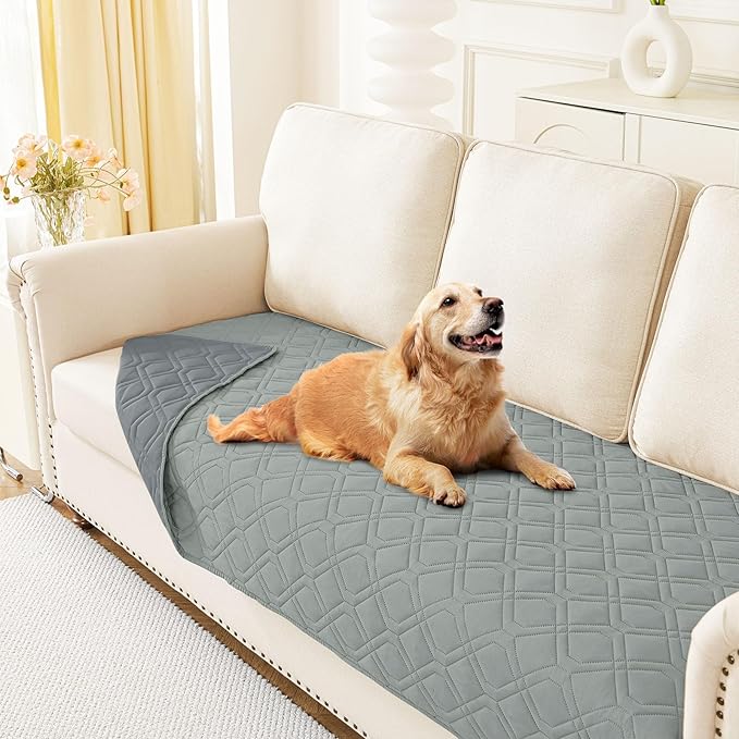 hyha Waterproof Dog Bed Blanket, Soft Dog Bed Cover Pet Blankets, Washable Couch Sofa Cover for Dogs, Reversible Pet Sofa Covers for Furniture (30x70 Inch, Grey/Dark Grey)