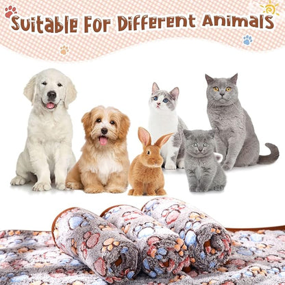 Tatuo 4 Pcs Dog Blanket Pet Puppy Blanket Puppy Teething Toys Paw Print Fleece Blanket for Pet Cat Soft Warm Sleep Mat Guinea Pig Cage Blanket(Small(24 x 16 Inch),Black)