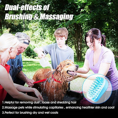 Pet Bath Massage Brush - Grooming Comb with Soft Silicone Bristles for Shampoo and Massage Dogs & Cats with Short or Long Hair