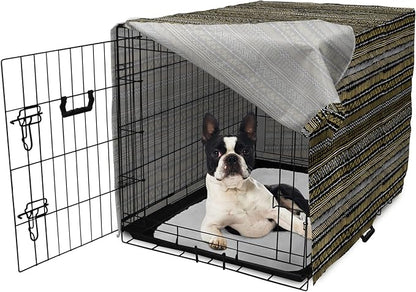 Ambesonne Boho Dog Crate Cover, Tribal Ethnic Retro Mayan Native American Funky Hippie Culture Pattern, Easy to Use Pet Kennel Cover for Small Dogs Puppies Kittens, 22 Inch, Coffee Charcoal