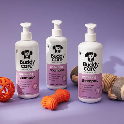 White Dog Shampoo by Buddycare | Brightening and Whitening Shampoo for Dogs | Deep Cleansing, Fresh Scented | with Aloe Vera and Pro Vitamin B5 (50.72oz)