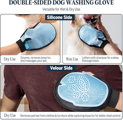Clean and Floofy Waterless Dry Dog Shampoo with Glove – No Rinse Spray Foam, Anti-Itch, Odor Control, Moisturizing & Conditioning, Hydrating, Detangling, Sulfate-Free Pet Bath Wash for Dogs & Puppies