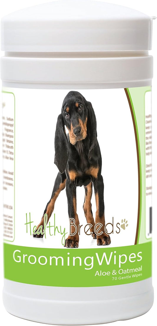 Healthy Breeds Black and Tan Coonhound Grooming Wipes 70 Count