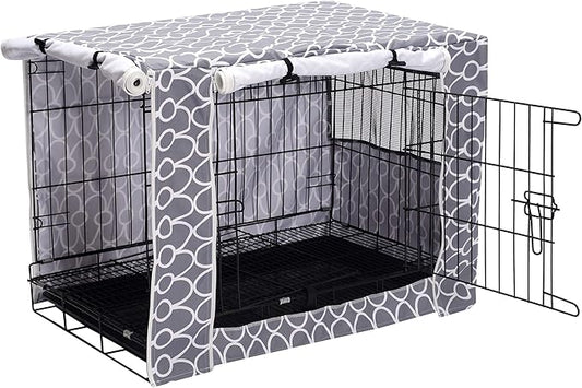 Dog Crate Cover for Wire Crates, Heavy Nylon Durable Waterproof Windproof Pet Kennel Cover Indoor Outdoor Protection - Cover only - Grey - Xlarge, 42 Inch (Pack of 1)