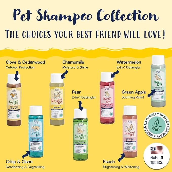 Bobbi Panter Dazzling Dog Shampoo for Moisture and Shine, Naturally Derived Ingredients, Tear-Free, Salt-Free, Paraben-Free, pH-Balanced, 20:1 Concentrated Formula, Argan Oil, Chamomile Scent, 13 oz.
