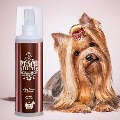 hownd Peach Bum Natural Parfume Mist Deodorizing & Detangling/Shine Spray For Dogs - Long Lasting, Sweet Orange & Jasmine, Freshen Up Between Baths - No Alcohol, Parabens, Soap or Dyes, 8.5oz