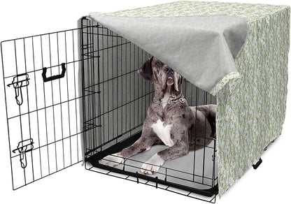 Ambesonne Flower Dog Crate Cover, Paisley Leaf Antique Stem Swirl Traditional Damask Fashion Stylize Flora, Easy to Use Pet Kennel Cover for Medium Large Dogs, 48 Inch, Black White