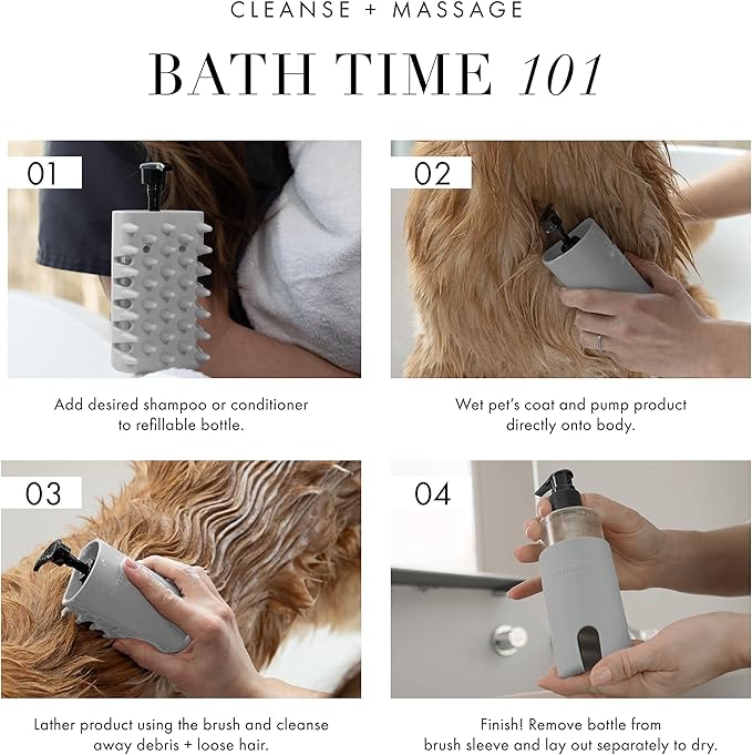 Tweezerman Cat & Dog Bath Brush, Dispensing Conditioner or Shampoo Brush for Pets