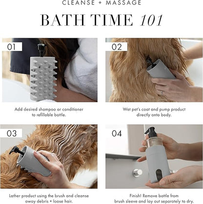Tweezerman Cat & Dog Bath Brush, Dispensing Conditioner or Shampoo Brush for Pets