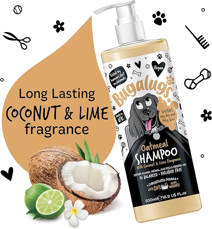 Oatmeal & Aloe Vera Dog Shampoo Dog Grooming Shampoo Products for Smelly Dogs with Fragrance, Oatmeal Puppy Shampoo, Professional Vegan pet Shampoo & Conditioner