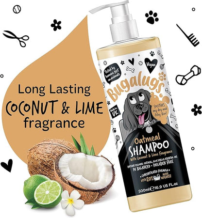 Oatmeal & Aloe Vera Dog Shampoo Dog Grooming Shampoo Products for Smelly Dogs with Fragrance, Oatmeal Puppy Shampoo, Professional Vegan pet Shampoo & Conditioner
