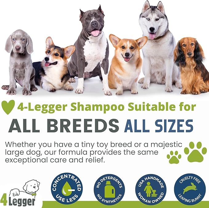 Organic Dog Shampoo, Dry, Itchy Skin and Coat Relief, Coconut Oil, Lemongrass Hemp Dog Shampoo, Puppy Shampoo 16 oz