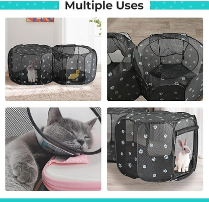 Small Animals Playpen Pop up Small Pet Cage Enclosure Hutch Kennel Tent Chick Run Brooder Box Coop Portable Foldable Outdoor Yard Fence for Kitten Ferret Puppy Guinea Pig Rabbit Hamster Chinchillas