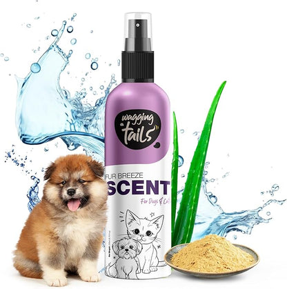 Wagging Tails 5-in-1 Fur Breeze Scent, 6.7 fl oz for Dogs & Cats | Alcohol-Free Pet Freshener | Long-Lasting Freshness & Odor Eliminator | Gentle Formulation for All Pets, Ensuring Daily Freshness