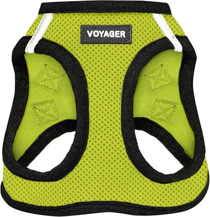 Voyager Step-in Air Dog Harness - All Weather Mesh, Reflective, No Pull Harness for Small, Medium Dogs, Cats - Secure with Hook & Loop Fastener, Buckle, Double D-Rings - Lime Green/Black Trim, XL