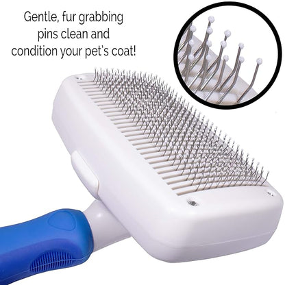 Self-Cleaning Slicker Brush for Dogs, Shedding Fur Comb, Dematting Comb & Nail Clipper Set for Dogs With Medium and Long Hair