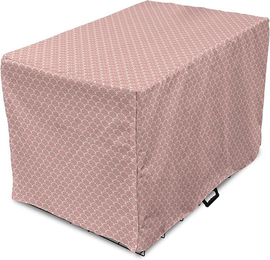 Lunarable Damask Dog Crate Cover, Victorian Ornate Feminine Pattern Old Fashioned Repeated Curly Floral Leaves, Easy to Use Pet Kennel Cover for Small Dogs Puppies Kittens, 18 Inch, Beige Rose