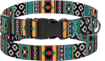 Southwest Dog Collar Tribal Pattern Adjustable Puppy Pet Collars for Small Medium Large Dogs Aztec Print (Tribal, Neck Fit 12"-16")