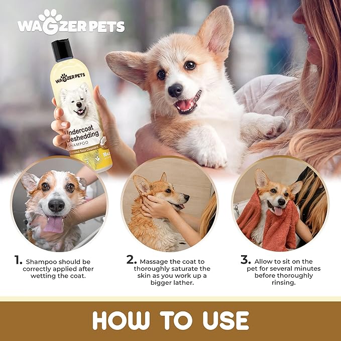 Deshedding Dog Shampoo | Infused with Coconut Oil for Dogs and Omega 3 and 6 Fatty Acids for Sensitive Itchy Skin and Shedding Control | Neutralizes Odor and Nourishes Coat | 16 oz