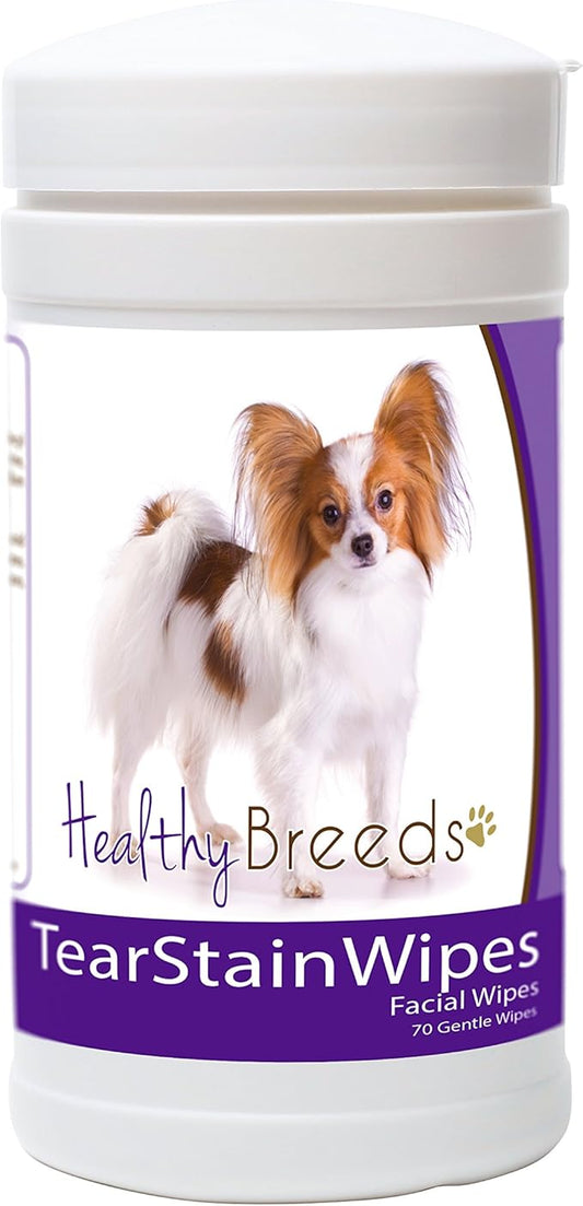 Healthy Breeds Papillon Tear Stain Wipes 70 Count