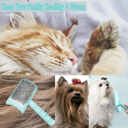 Large Slicker Brush for Dogs,Cats,Extra Long Pin Shedding Brush for Long Haired Dog,Cat, Pet Grooming for Thick Undercoat Curly Hair,25mm(1"),Green