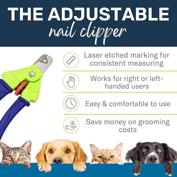 Zen Clipper Precise Safer Pet Nail Trimmer - Fully Adjustable Pet Claw Clipper for Dogs and Cats - Trims only The Amount of Nail You Chose Quick, Clean and Quiet Cut - Patented (Regular)