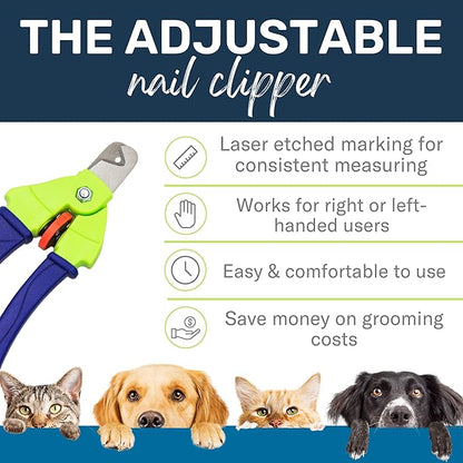 Zen Clipper Precise Safer Pet Nail Trimmer - Fully Adjustable Pet Claw Clipper for Dogs and Cats - Trims only The Amount of Nail You Chose Quick, Clean and Quiet Cut - Patented (Regular)