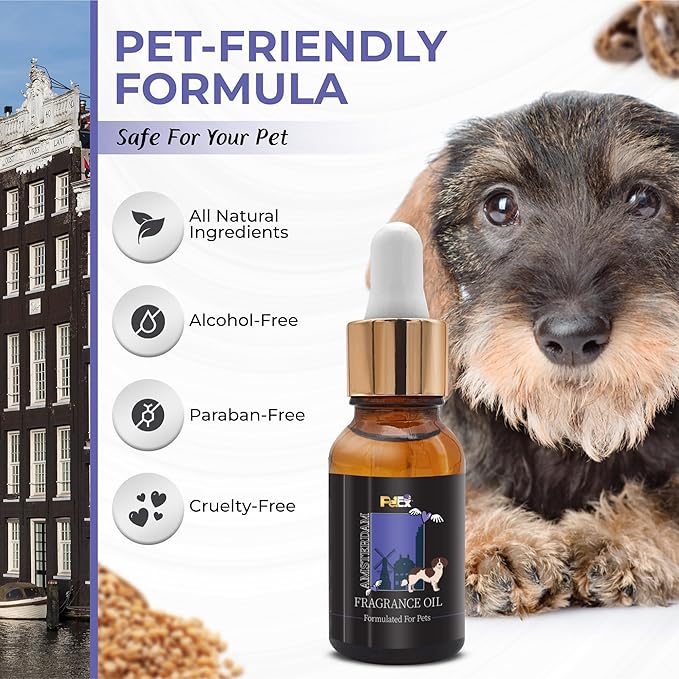 Petex Premium Pet Fragrance Oil | Ultra Premium Natural Pet Care with Dead Sea Minerals | Dog Perfume Fragrance Oil Long Lasting Scent | Natural Pet Cologne - Suitable for Dogs and Cats (Amsterdam)