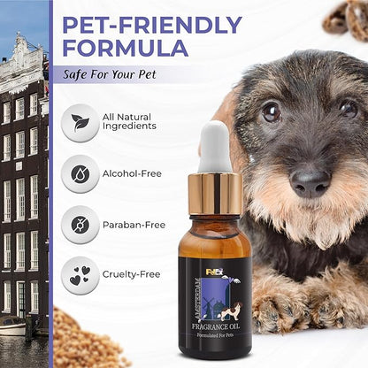 Petex Premium Pet Fragrance Oil | Ultra Premium Natural Pet Care with Dead Sea Minerals | Dog Perfume Fragrance Oil Long Lasting Scent | Natural Pet Cologne - Suitable for Dogs and Cats (Amsterdam)
