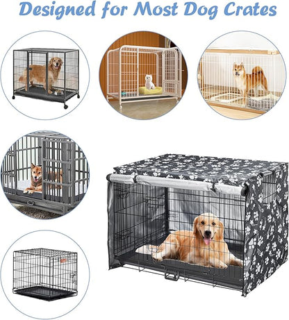 Dog Crate Cover 37 inch - Double Door, Dog Kennel Indoor, Waterproof Dog Kennel Cover with Air Vent Window, for Indoor/Outdoor Most Wire Dog Crate(Grey)