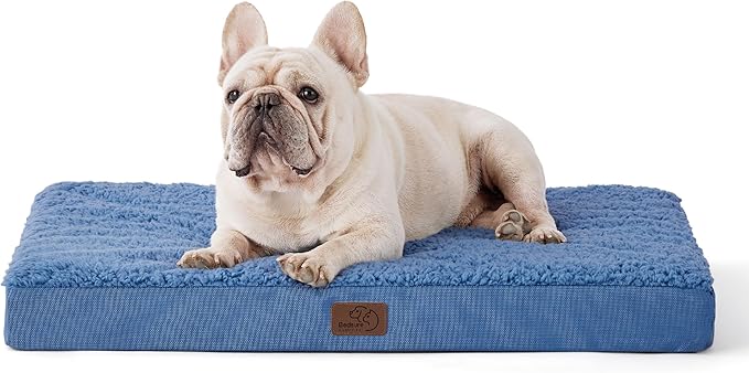 Bedsure Medium Dog Bed for Medium Dogs – Orthopedic Waterproof Dog Beds with Removable Washable Cover, Egg Crate Foam Pet Bed Mat, Blue Wave