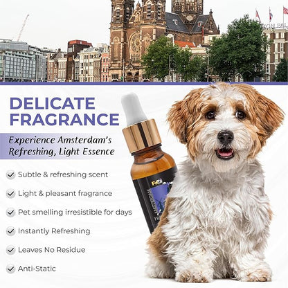 Petex Premium Pet Fragrance Oil | Ultra Premium Natural Pet Care with Dead Sea Minerals | Dog Perfume Fragrance Oil Long Lasting Scent | Natural Pet Cologne - Suitable for Dogs and Cats (Amsterdam)