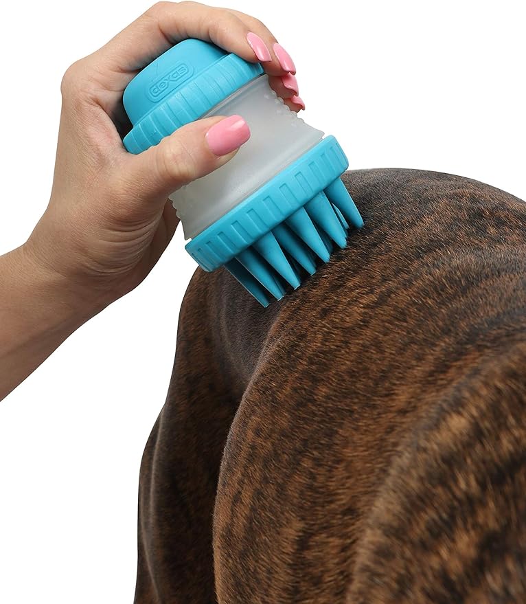 Dexas MudBuster Portable Pet Cleaning Kit with Dog Paw Washer, Pet Bathing Brush, Microfiber Towel, Small, Blue