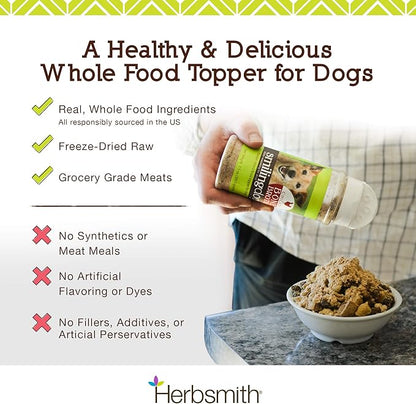 Herbsmith Bone Broth Kibble Seasoning – DIY Raw Coated Kibble Mixer - Freeze Dried Meat + Bone Broth Powder for Dogs - Healthy Dog Food Toppers - Chicken 3.5 oz [Bundle x3 Units]