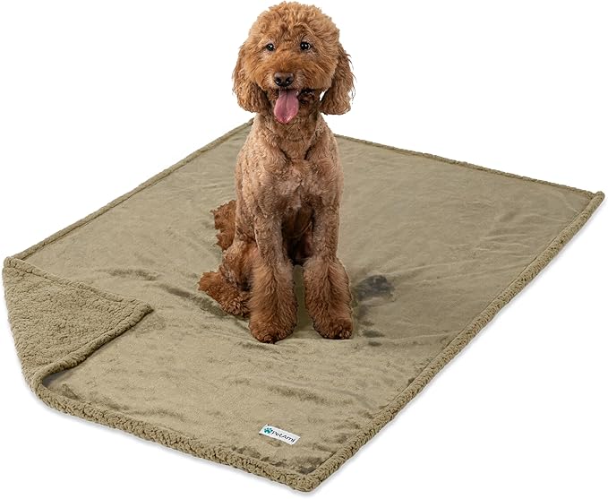 PetAmi WATERPROOF Dog Blanket for Medium Large Dog, Pet Puppy Blanket Couch Cover Protection, Sherpa Fleece Cat Blanket, Sofa Bed Furniture Protector Reversible Soft Plush Washable, 60x40 Taupe Taupe