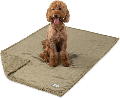 PetAmi WATERPROOF Dog Blanket for Medium Large Dog, Pet Puppy Blanket Couch Cover Protection, Sherpa Fleece Cat Blanket, Sofa Bed Furniture Protector Reversible Soft Plush Washable, 60x40 Taupe Taupe