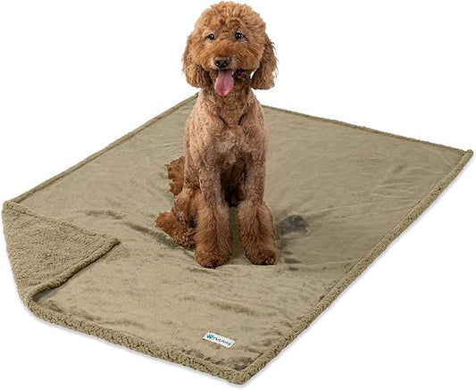 PetAmi WATERPROOF Dog Blanket for Medium Large Dog, Pet Puppy Blanket Couch Cover Protection, Sherpa Fleece Cat Blanket, Sofa Bed Furniture Protector Reversible Soft Plush Washable, 60x40 Taupe Taupe